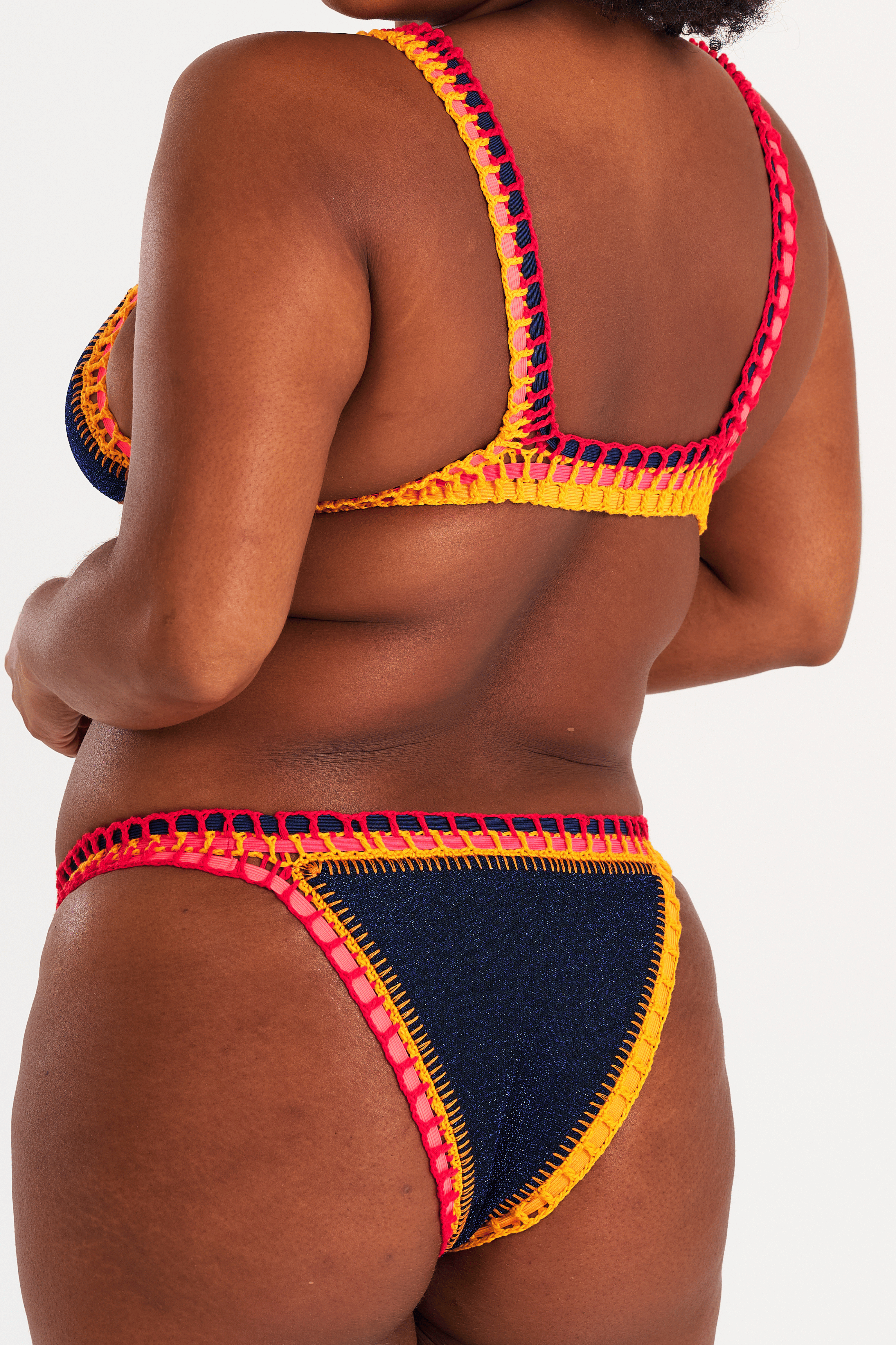 Sunset - Bas de bikini crochet bleu marine