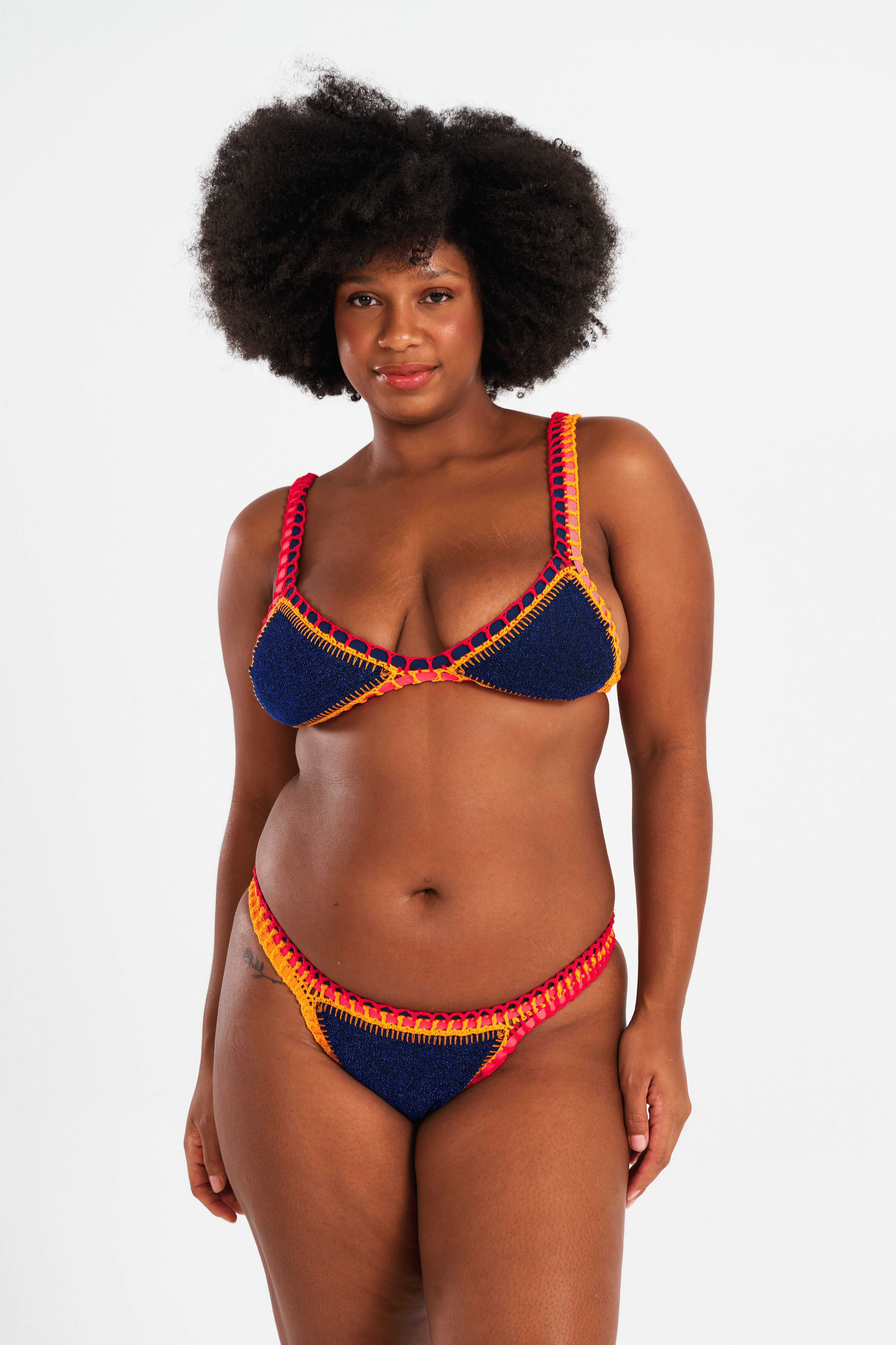 Sunset - Bas de bikini crochet bleu marine