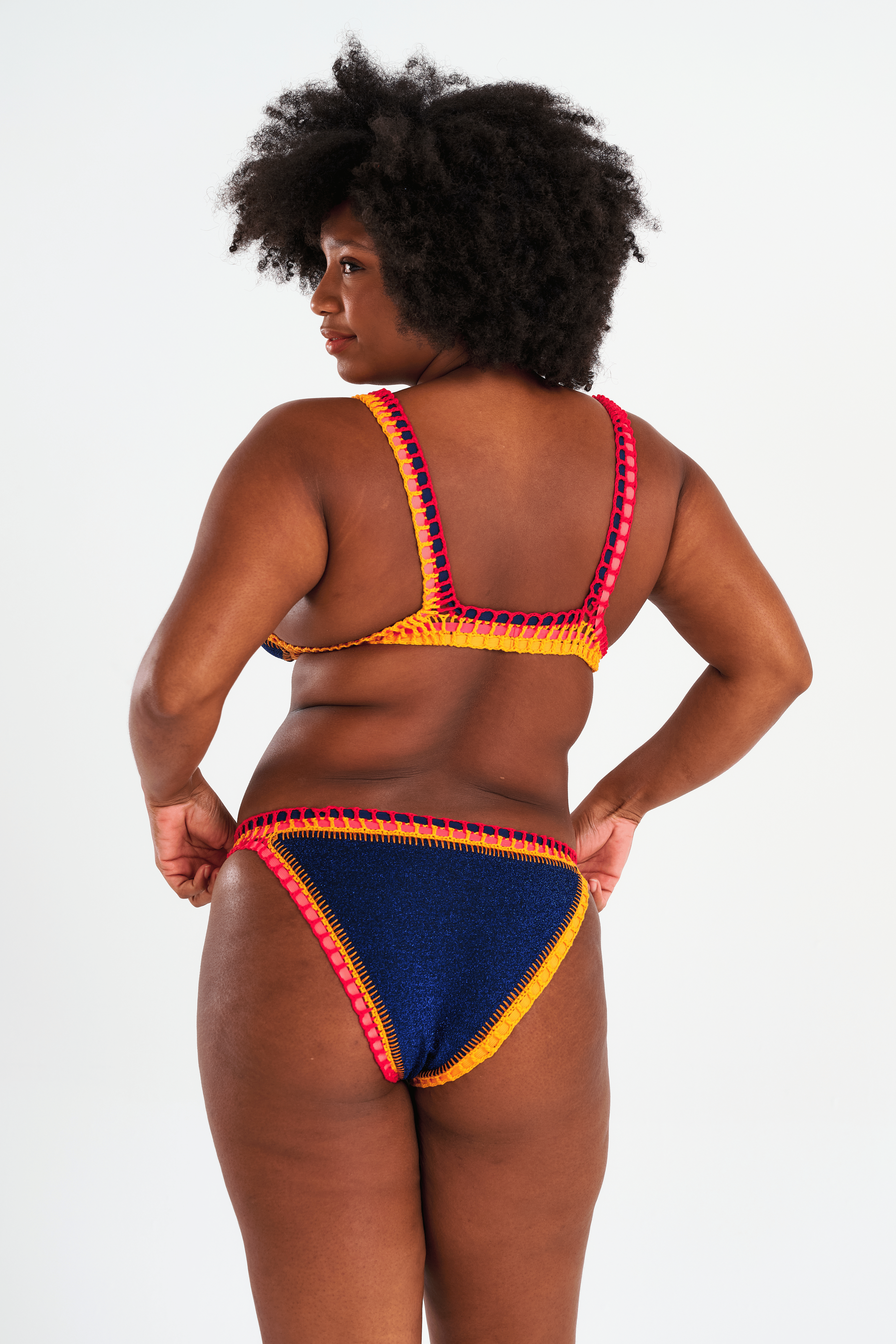 Sunset - Bas de bikini crochet bleu marine