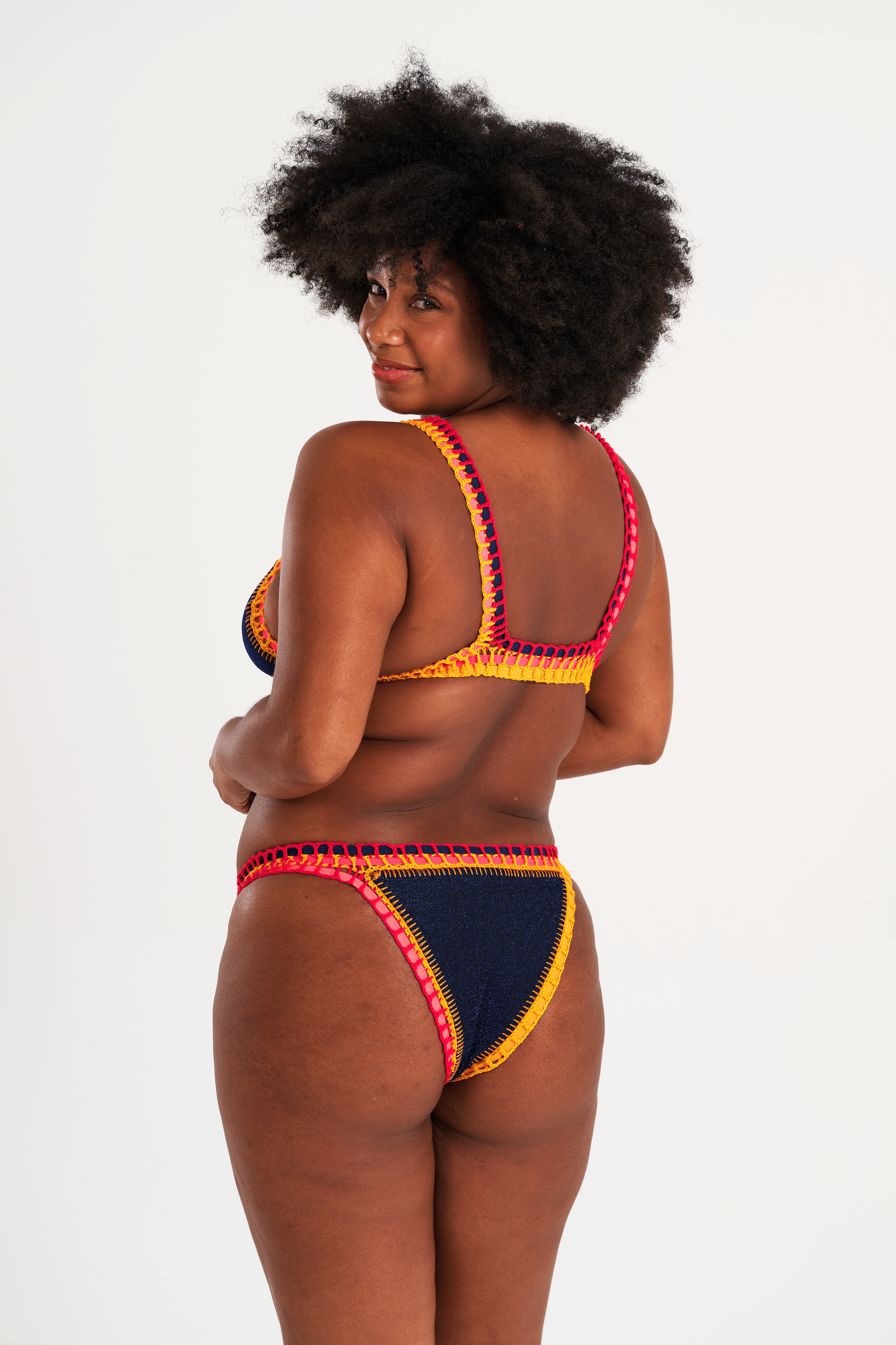 Sunset - Bas de bikini crochet bleu marine